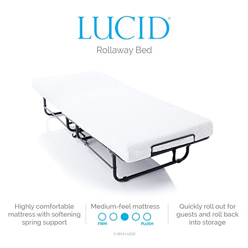 LUCID Rollaway Guest Bed with Memory Foam Mattress Fold and Hide Away