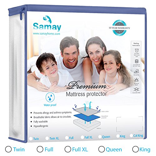 SAMAY-Waterproof-Mattress-Cover-Premium-Hypoallergenic-Mattress-Protector-Full-Size-0