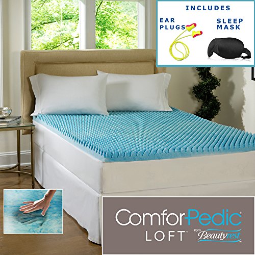 Beautyrest-3-inch-Sculpted-Gel-Memory-Foam-Mattress-Topper-Queen-High-Quality-Sleep-Mask-Comfortable-Pair-of-Corded-Earplugs-Included-0