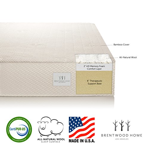 Brentwood-8-HD-Memory-Foam-Mattress-100-Made-in-USA-CertiPur-Foam-25-Year-Warranty-All-Natural-Wool-Sleep-Surface-and-Bamboo-Cover-Queen-Size-60-x-80-x-8-0