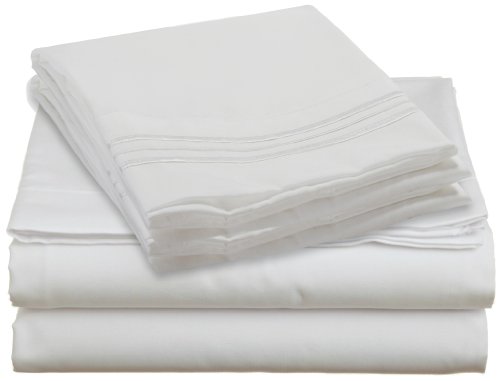 Clara Clark 4 PC Twin Bed in A Bag - Microfiber Bed Sheet Set + Twin Comforter - White
