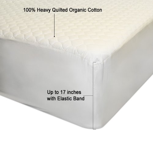 Organic Cotton Quilted Mattress Topper with Surrounding Elastic Straps ...
