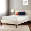 Sleep-Master-iCoil-13-Inch-Deluxe-Euro-Box-Top-Spring-Mattress-and-Upholstered-Detailed-Platform-Bed-Set-0