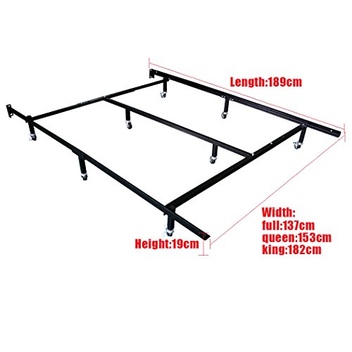 Hlc Smart 8 Wheel Metal Bed Frame 3, Queen Size Metal Bed Frame With Wheels